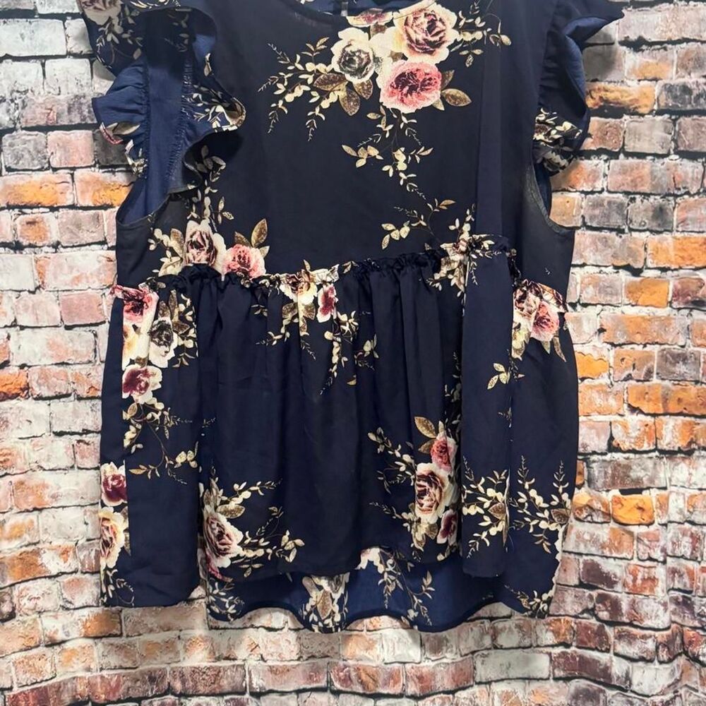 Shein Women's Navy and Blue Blouse